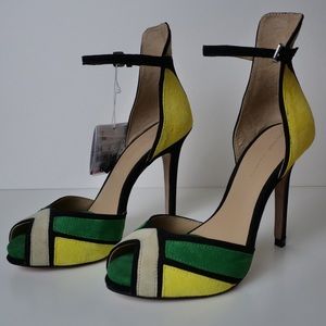 Zara colorblock suede heels
